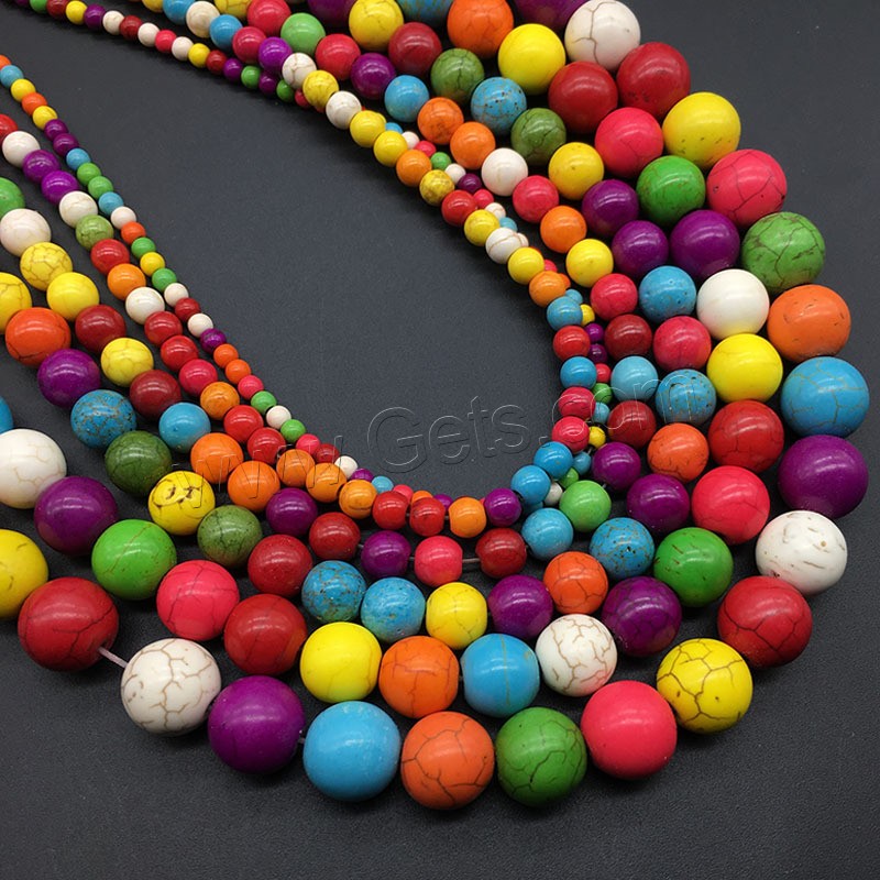 Synthetic Turquoise Beads, Round, polished, DIY & different size for choice, mixed colors, Sold By Strand
