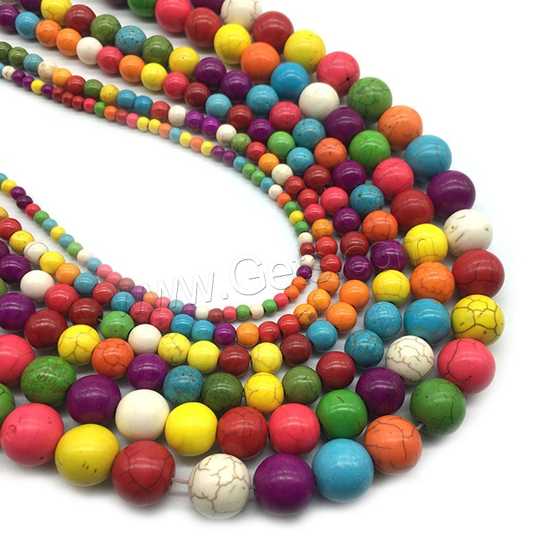 Synthetische Türkis Perle, rund, poliert, DIY & verschiedene Größen vorhanden, gemischte Farben, verkauft von Strang