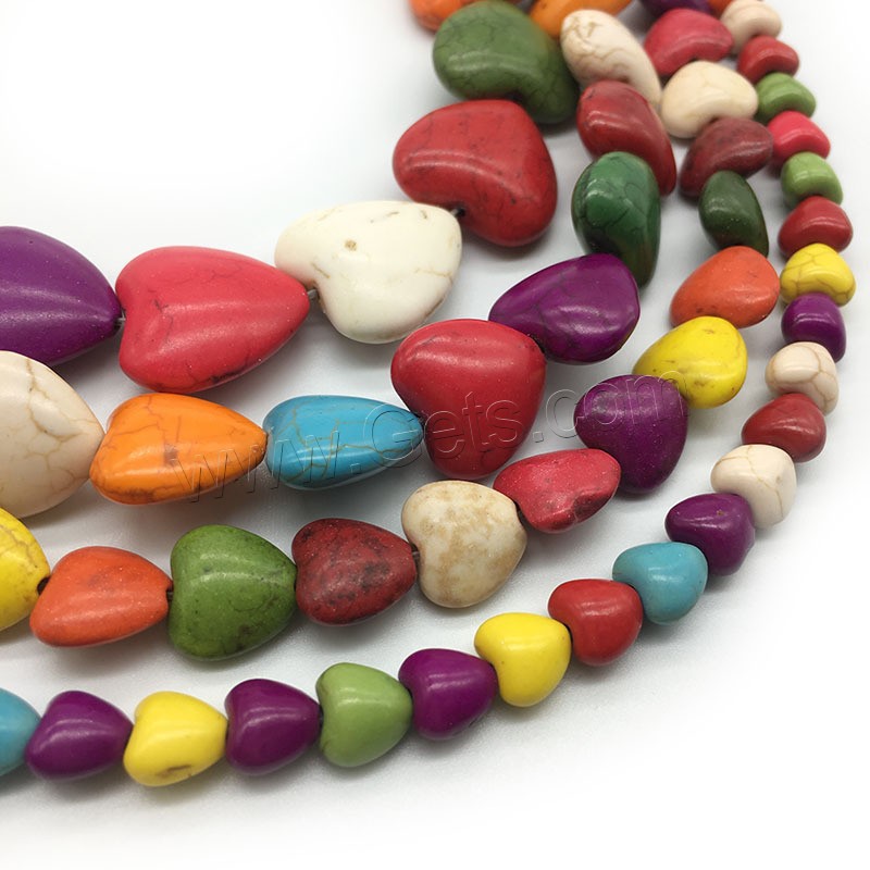 Synthetic Turquoise Beads, Heart, polished, DIY & different size for choice, mixed colors, Sold By Strand
