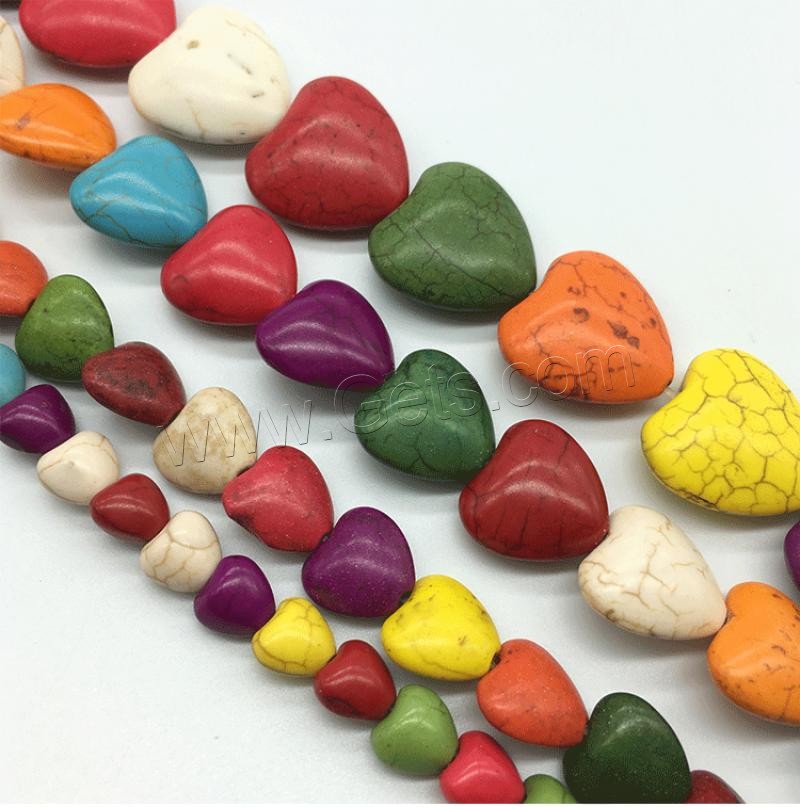 Synthetic Turquoise Beads, Heart, polished, DIY & different size for choice, mixed colors, Sold By Strand