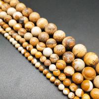 Landschafts-Jaspis Perlen, Bild Jaspis, rund, poliert, DIY & verschiedene Größen vorhanden, keine, Länge:ca. 15 ZollInch, verkauft von Strang