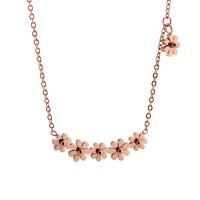 Fashion Match Jewelry Necklace, Titanium Steel, Flower, rose gold color plated, for woman, metallic color plated Approx 31.89 Inch 