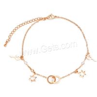 Titanium Steel Anklet, plated, fashion jewelry & for woman, rose gold color 