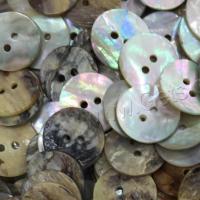 2 Hole Shell Button, Shells Fossil, Round, mixed colors 