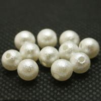 ABS Plastic Beads, Round, DIY & imitation pearl, white 