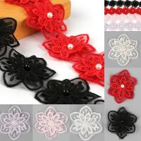 Lace Trim & Ribbon, Polyester, Flower, DIY & with plastic pearl 6cm, Approx 