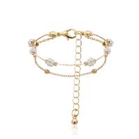 Brass Anklet, fashion jewelry & for woman, gold 