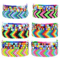 Friendship Bracelets, Polyester Cord, with Seedbead & Elastic Thread, handmade, multilayer & woven pattern 