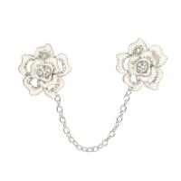 Zinc Alloy Collar Bar, Flower, silver color plated, for woman & with rhinestone, 140mm 