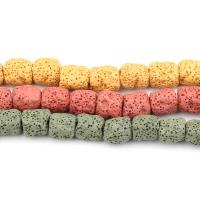 Многоцветная лава, Столбик, Много цветов для выбора, не содержит никель, свинец, 10~15mm, 33ПК/Strand, продается Strand