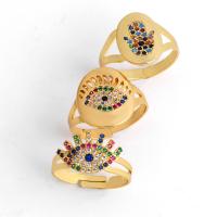 Цирконий Micro Pave Латунь палец кольцо, 18K позолоченный, регулируемый & разные стили для выбора & инкрустированное микро кубического циркония & Женский, Много цветов для выбора продается PC