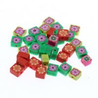 Flower Polymer Clay Beads, multi-colored, nickel, lead & cadmium free, 9~7mm 