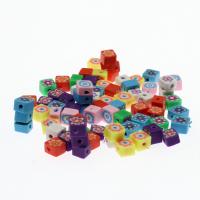 Flower Polymer Clay Beads, multi-colored, nickel, lead & cadmium free, 6.5*6.5mm 