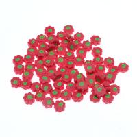Flower Polymer Clay Beads, red, nickel, lead & cadmium free 
