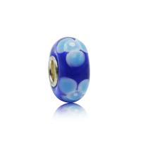 Lampwork Large Hole Bead, Rondelle, handmade, brass double core without troll 