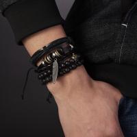 PU Leather Cord Bracelets, with Zinc Alloy, fashion jewelry 