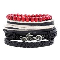 Faux cuir Set de bracelet, Bracelet, avec alliage de zinc, Placage, 4 pièces & bijoux de mode & unisexe, 60mm, Vendu par fixé