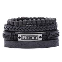 Faux Leather Bracelet Set, bracelet, with Zinc Alloy, plated, 4 pieces & fashion jewelry & Unisex, 60mm 