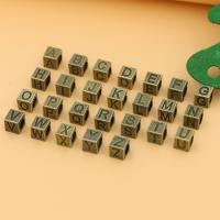 Zinc Alloy Alphabet Beads, Square, plated, DIY & with letter pattern 