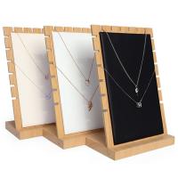 Wood Necklace Display, with Suede & PU Leather, durable 