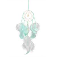 Fashion Dream Catcher, Velveteen, with Feather & Wood & Iron, handmade, with LED light & dyed & woven pattern 550mm 