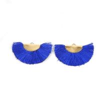 Polyester and Cotton Tassel Earring Findings, Fan, plated, DIY 