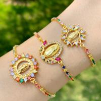 Cubic Zirconia Micro Pave Brass Bracelet, with Cubic Zirconia, fashion jewelry, golden 