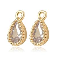 Cubic Zirconia Micro Pave Brass Earring, Teardrop, gold color plated, micro pave cubic zirconia, metallic color plated Approx 1mm 