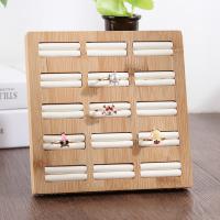 Wood Ring Display, Bamboo, Square, durable & 15 cells 