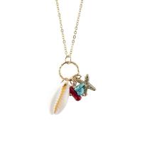Turquoise Zinc Alloy Necklace, with Coral & turquoise & Shell, with 1.96 inch extender chain, plated, for woman Approx 17.72 Inch 