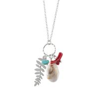 Turquoise Zinc Alloy Necklace, with Coral & turquoise & Plastic, with 1.96 inch extender chain, platinum color plated & for woman, metallic color plated, 28mm Approx 17.72 Inch 
