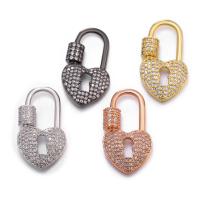Fashion Carabiner Key Ring, Brass, Lock, plated, DIY & micro pave cubic zirconia 