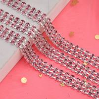 Brass Rhinestone Cup Chain, with Crystal, plated, fashion jewelry & for woman 9mm 