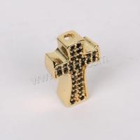 Cubic Zirconia Micro Pave Brass Beads, Cross, plated, DIY & micro pave cubic zirconia 