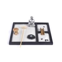 Fibra de densidad media Zen Sandbox Ornament, Cuadrado, medio hecho a mano, para el hogar y la oficina, Negro, 215x175x10mm, Vendido por UD