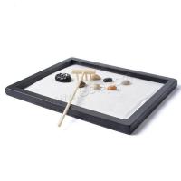 Fibra de densidad media Zen Sandbox Ornament, Cuadrado, medio hecho a mano, para el hogar y la oficina, Negro, 215x170x10mm, Vendido por UD