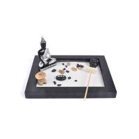 pino Zen Sandbox Ornament, Cuadrado, medio hecho a mano, para el hogar y la oficina, Negro, 250x200x20mm, Vendido por UD