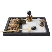 Fibra de densidad media Zen Sandbox Ornament, Cuadrado, medio hecho a mano, para el hogar y la oficina, Negro, 215x174x66mm, Vendido por UD