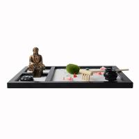 Fibra de densidad media Zen Sandbox Ornament, Cuadrado, medio hecho a mano, para el hogar y la oficina, Negro, 215x175x12mm, Vendido por UD