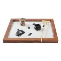 Fibra de densidad media Zen Sandbox Ornament, Cuadrado, medio hecho a mano, para el hogar y la oficina, marrón, 212x174x45mm, Vendido por UD