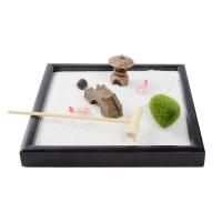 Fibra de densidad media Zen Sandbox Ornament, Cuadrado, medio hecho a mano, para el hogar y la oficina, Negro, 180x180x50mm, Vendido por UD