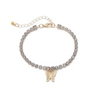 Zinc Alloy Rhinestone Bracelets, with 1.96 inch extender chain, plated, for woman & with rhinestone Approx 6.2 Inch 