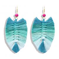 Zinc Alloy Drop Earring, with Cotton Thread & Plastic, folk style & for woman 