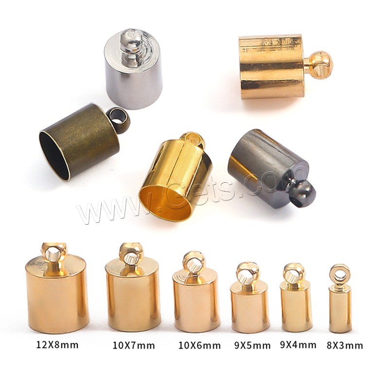 Brass End Cap, plated, DIY & different size for choice, more colors for choice, 50PCs/Bag, Sold By Bag