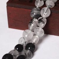 Rutilquarz Perlen, Schwarzer Rutilquarz, Unregelmäßige, poliert, nachhaltiges & Mini & DIY, keine, 9x10mm, verkauft von Strang