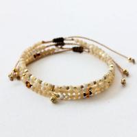 Natural Pearl Shell Bracelet, with Copper Alloy, Round, gold color plated, Unisex & adjustable 3mm Approx 7.5 Inch 