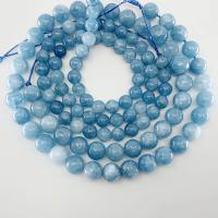 Perles aigue-marine, Rond, poli, durable & Mini & normes différentes pour le choix, bleu, Vendu par brin