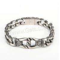 Stainless Steel Chain Bracelets, plated, vintage & for man, metallic color plated Approx 8.66 Inch 
