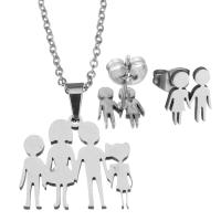 Fashion Stainless Steel Jewelry Sets, Stud Earring & necklace, fashion jewelry & for woman 1.5mm Inch 