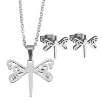 Fashion Stainless Steel Jewelry Sets, Stud Earring & necklace, fashion jewelry & for woman 1.5mm Inch 